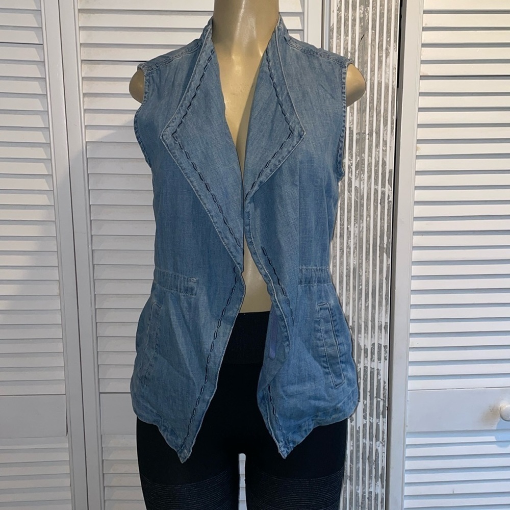 Nanette Lepore Front Drape Denim Vest size M